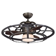 26 In Industrial Style Cage Ceiling Fan With Light Rustic