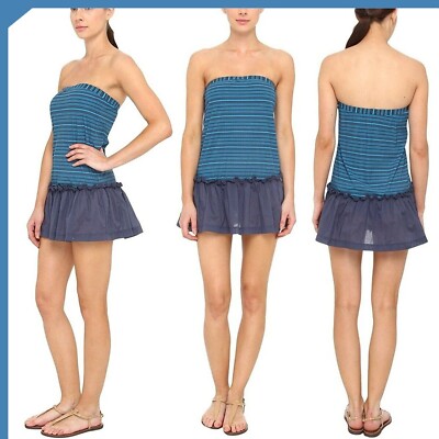 Marc By Marc Jacobs Tara Copri Costume M Medium A Righe Top Blu Da Donna Mare