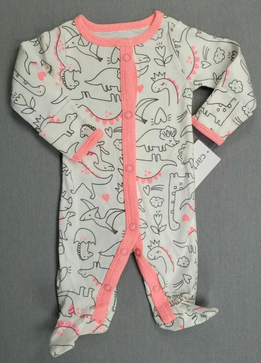 Baby Girl Clothes New Carter s Preemie Pink Dinosaur Footed Sleep