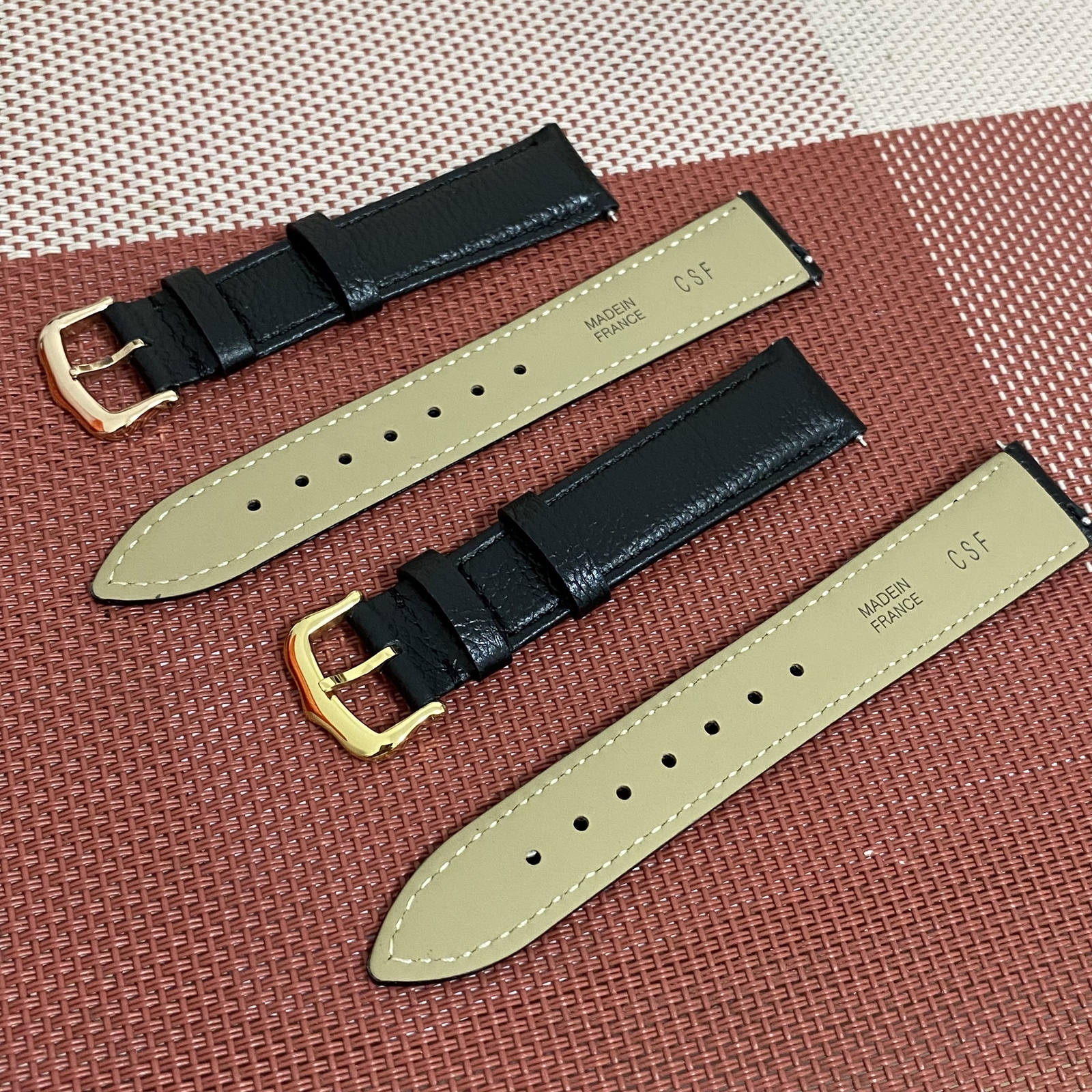 15Mm 18Mm 20Mm Leather Band Strap For Cartier Tank Watch Black With Pin Buckle