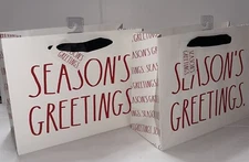 RAE DUNN Christmas Seasons Greetings Gift Bags (2) Tag Wrap Farmhouse