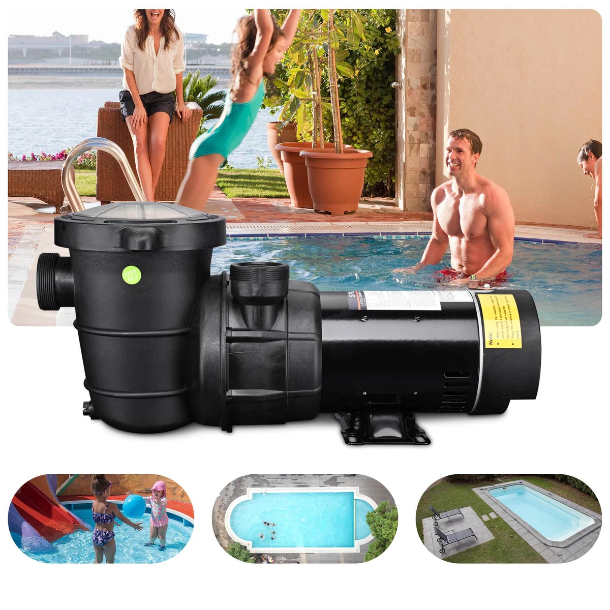 1.5HP Swimming Pool Water Pump Above Ground Motor Strainer Efficient