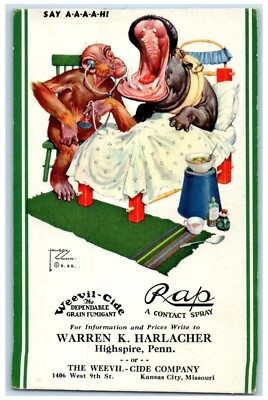 Anthropomorphic Monkey Rap Contact Spray Lawson Wood Highspire PA Postcard