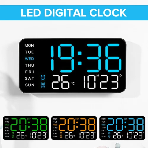 LED Large Digital Dual Alarm Clock Temperature Date Time Desktop Wall Clock AU - Picture 2 of 16