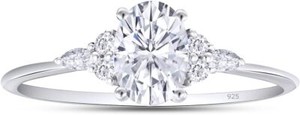 Authentic 8/9Ct 7X5MM Lab Grown Diamond Solitaire Engagement Ring For Women's 925 Sterling