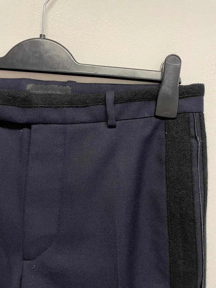 PANTALÓN TRAJE CENA DIESEL NEGRO DORADO MEZCLA LANA AZUL MARINO W32 L29 NUEVO CON ETIQUETAS 9276 Foto 2 de 4