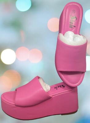 Sheln Chunky Platform Pink Slide On Sandals Women's Size 10 New | eBay