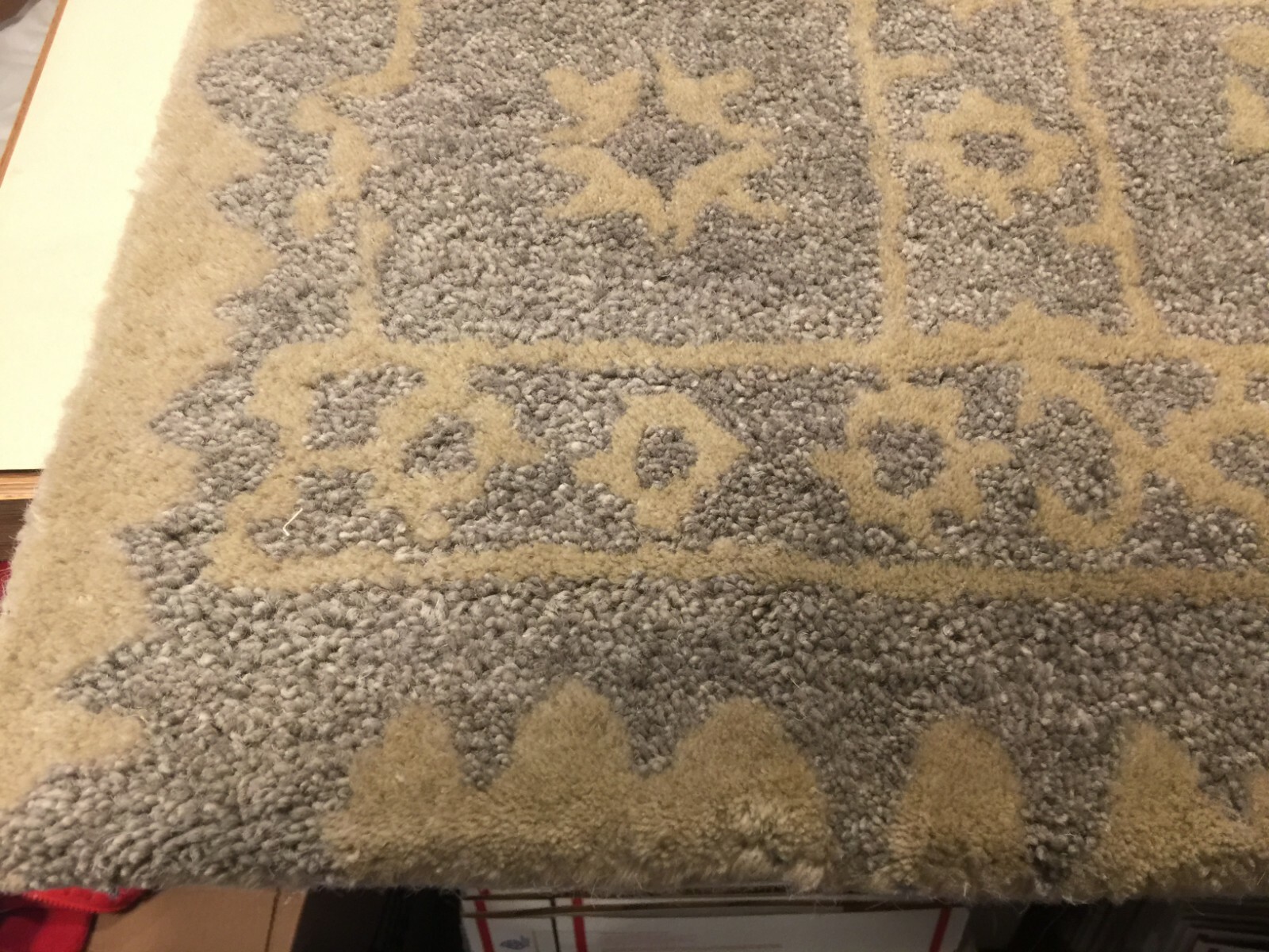 Pottery Barn Scroll Tile Rug Gray 2 5x9 Fretwork Tufted Wool