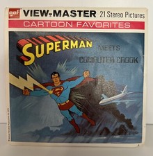 View Master B584 Superman Meets Computer Crook 3 Reels 21 Stereo Pics Story Book