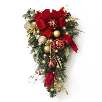 Valery Madelyn Pre-Lit Christmas Teardrop Swag for Decorating Outdoor, 24 Inc...