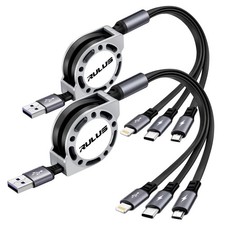 Retractable Multi Charging Cable 2Pack 4Ft 3 in 1 Multi USB Cable Fast Charger