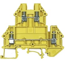 1 Piece Dinkle Terminal Block DKK2.5N-YW Yellow Two Tier DIN Rail 20A 12-22AWG