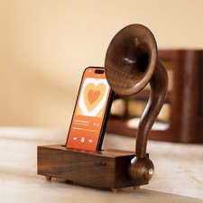 Ollim Acoustic Wooden Gramophone Amplifying Speaker Powerless Smartphone Sound
