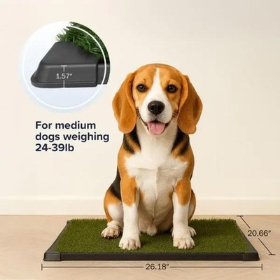 4-Layer Artificial Grass Dog Potty Training Indoor Toilet Mat Tray Medium 26x20