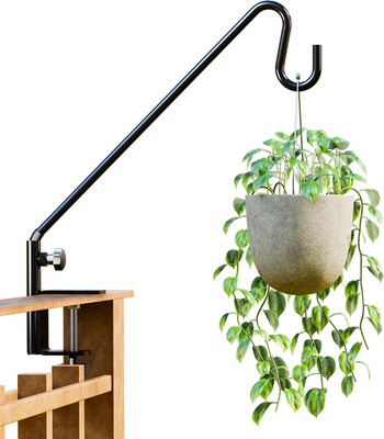 18 Inch Railing Hook, Deck Hook for Bird Feeder Pole, Durable 3-Layer Powder Coa