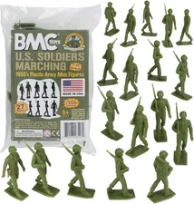 BMC Marx Plastic Army Men Marching US Soldiers - Green 27pc WW2 Od 