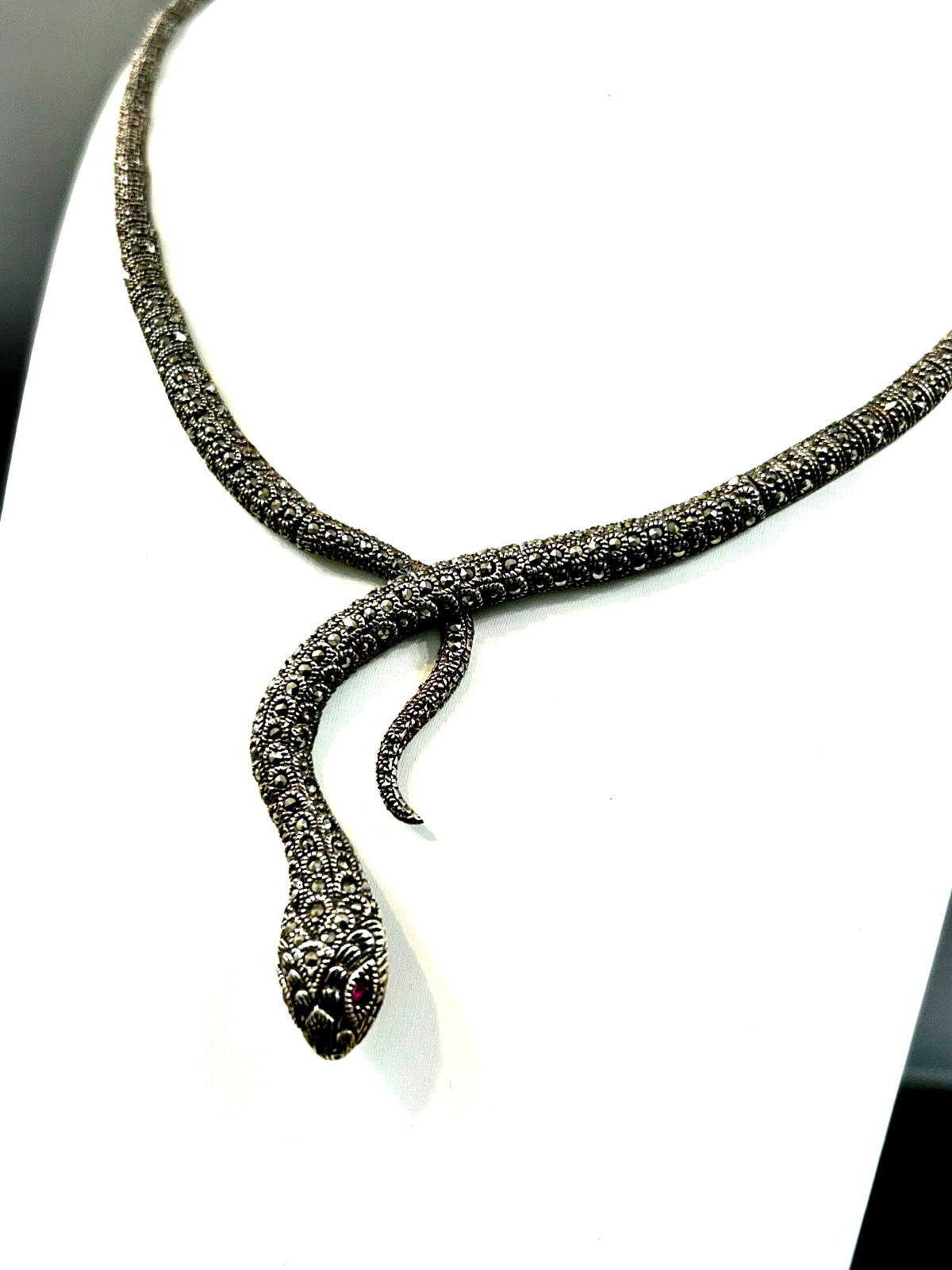 Artisan Sterling Silver Marcasite Ruby Articulate… - image 4