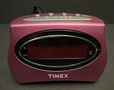 Timex Alarm Clock  Hot Pink / Purple T101 Electric/Battery Backup