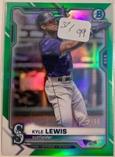 Kyle Lewis 2021 Bowman Chrome #71 Green Refractor /99 Seattle Mariners