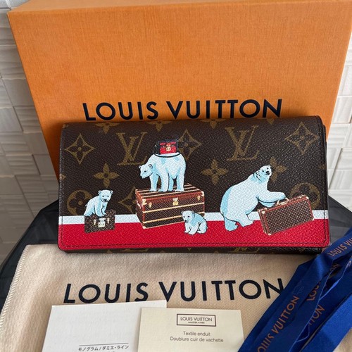 Louis Vuitton Monogram Wallet Long White Bear Rare Unisex Mint