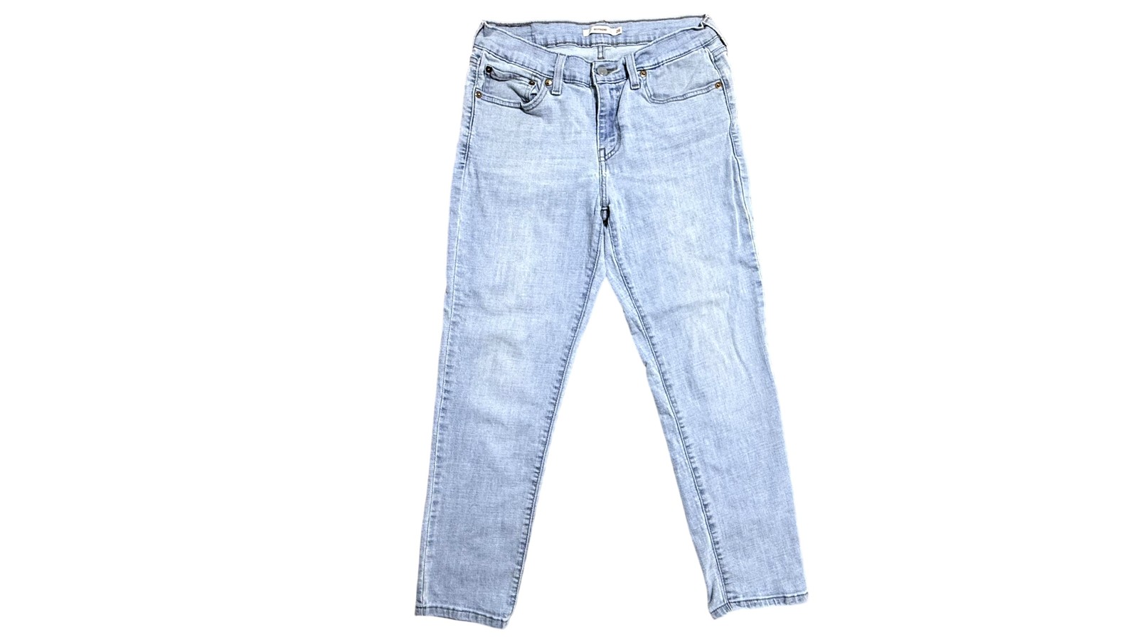 Womens 28 Light Wash Blue Relaxed Stretch Denim Pants