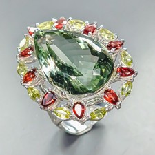 Anello gioiello 36 ct ametista verde naturale argento sterling 925 misura 7,5/R453943