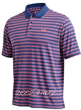 MENS UNDER ARMOUR Polo GOLF SHIRT UA HEAT GEAR Loose Fit Large Logo Orange Navy