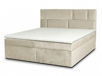 Beiges Bett 200×200 Mit Stauraum Matratze Und Topper Sowie Kopfteil