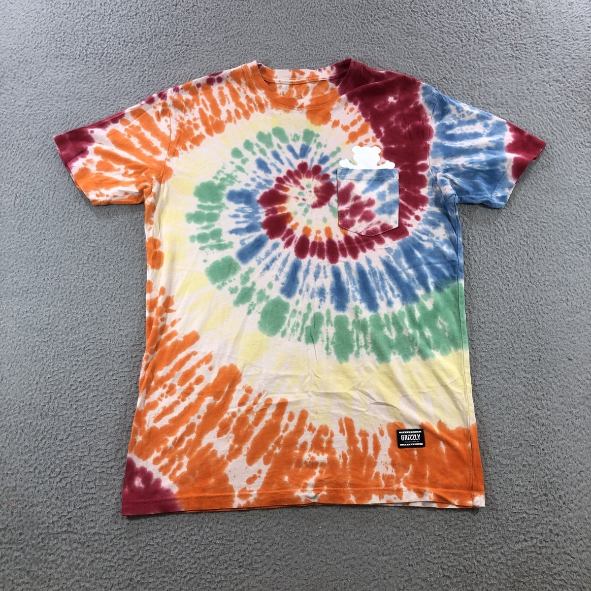 grizzly griptape t shirt mens M orange tie dye skate street | eBay