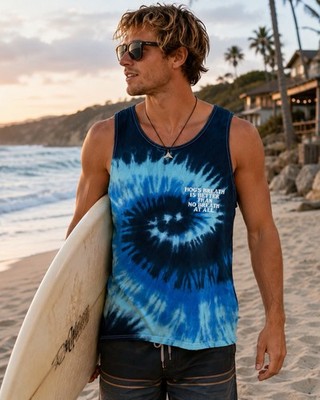 Hog s Breath Saloon Key West Tie Dye Tank Top Men s M Blue Colortone 100% Cotton