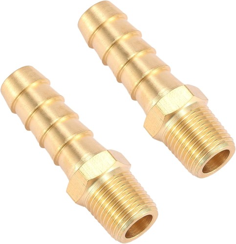2 Pack Brass Hose Fitting, Adapter, 5/16" Barb X 1/8" NPT Male Pipe