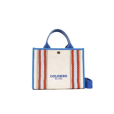 COLOMBO Via Della Spiga Blue Raffia Tote Bag und Schultertasche 26555902 155099690