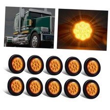 10x Amber 2" Round Sealed Led Clearance Marker Light 9LED DOT Amber - 9 LED
