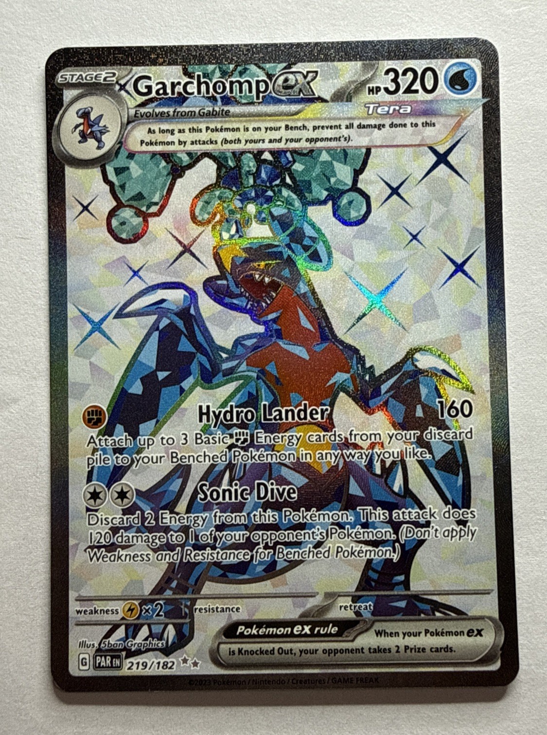 Pokémon Cards Garchomp ex 219/182 Full Art Secret Rare Paradox Rift NM/Mint