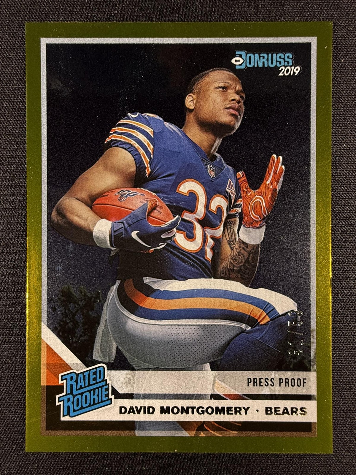 2019 Panini Donruss #311 David Montgomery Press Proof Gold Rated Rookie #/50