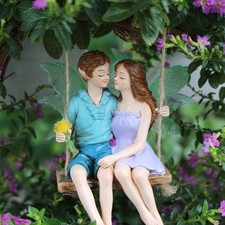 Romantic Fairy Couple Swing Ornament Glow Wings Mini Garden Decor Gift Love