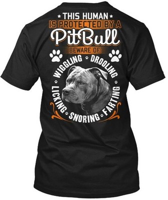 Pit Bull Love This Human Is Protected By A Pitbull T-Shirt Made In USA S To 5XL