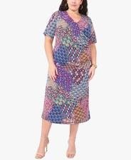 Msk Plus Size MIDI Dress Cobalt Soft Stretch Jersey, 1X