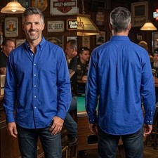 Chaps Twill Shirt XXL Men Blue Long Sleeve Classic Fit Button Down 50-52 18
