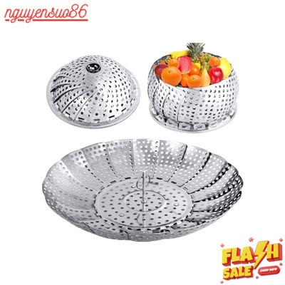 Veggie Vegetable Steamer Basket, Folding Steaming Basket, Metal Collapsible Stai
