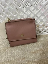 Anne Klein Card Case Womens Mauve Boxed Flap Card Holder Keychain Wallet Mini