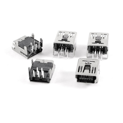 Uxcell Mini USB Type B Female Socket 5-Pin Right Angle DIP Jack Connector 5 Pcs