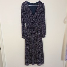 Lauren Ralph Lauren Floral Georgette Midi Dress Blue Pink Long Sleeve Chiffon 4
