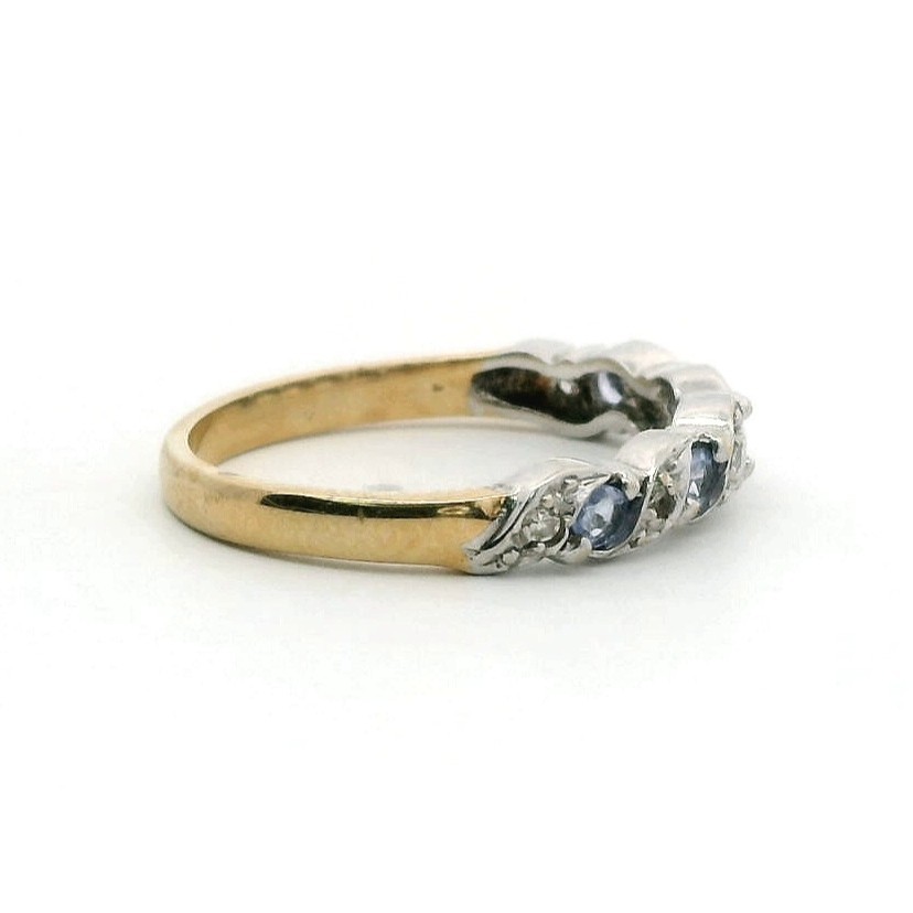 9ct Gold Ring Tanzanite & Sapphire Hallmark Size S 3g image 4