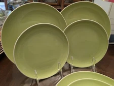 Crate & Barrel Stoneware Dinnerware Set, Brio Green, 8 Pc