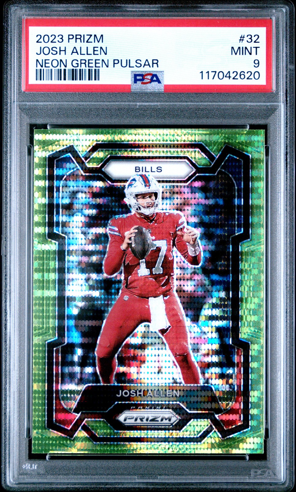 2023 Panini Prizm #32 Josh Allen Neon Green Pulsar PSA 9