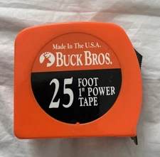 Buck Brothers 25' Foot 1" Power Measure Tape Wide Tape Large Print Made in USA