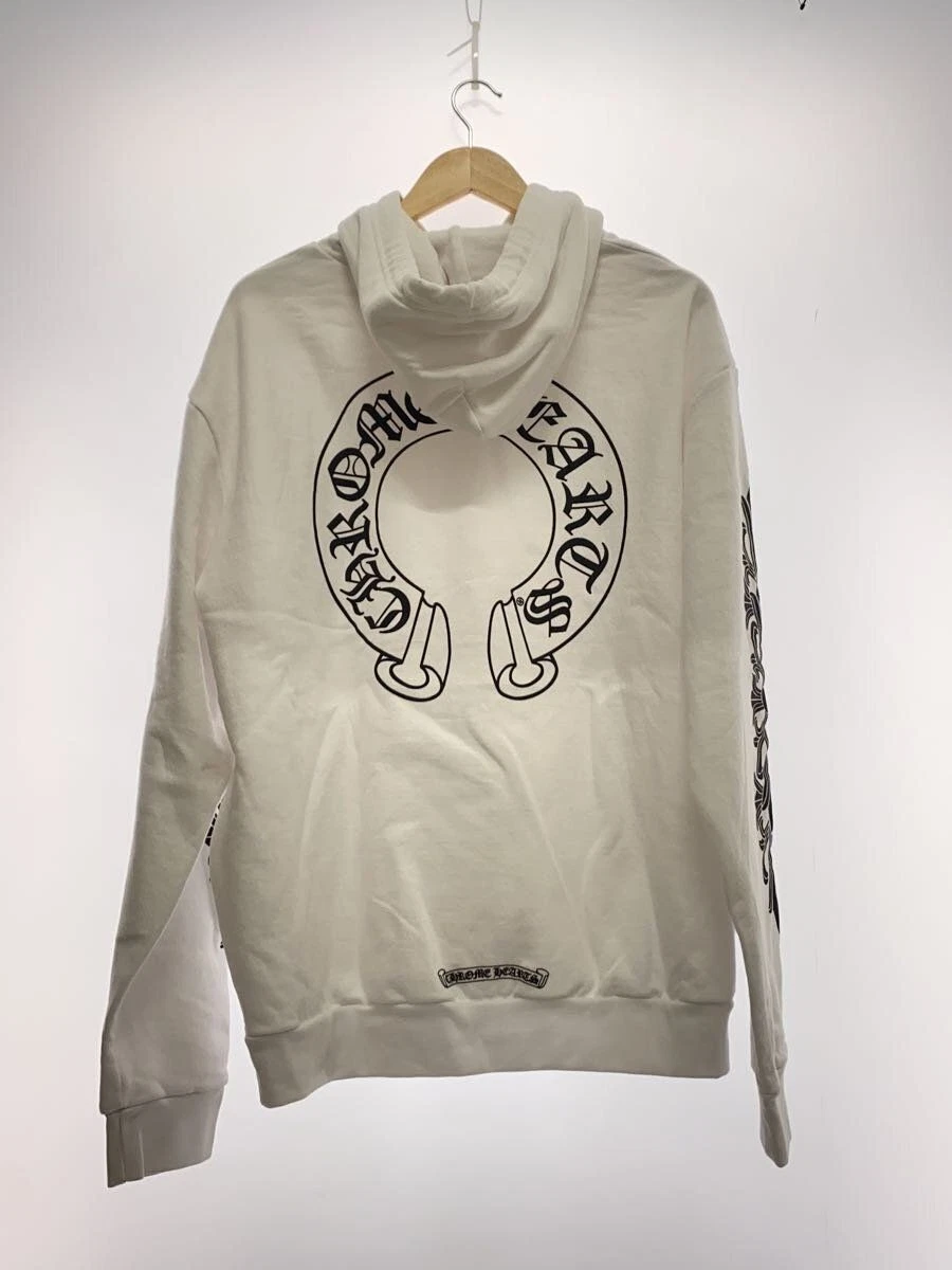 Felpa con cappuccio CHROME HEARTS scarpa cavallo floreale L cotone stampa bianca 036 077633 usata