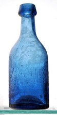 Pontiled Soda Water Bottle Embossed, Kimball & Co, cobalt blue, 7h.