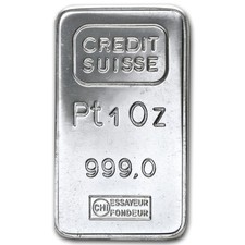 1 oz Platinum Bar - Credit Suisse (.999 Fine, Vintage) 2265.59 per troy oz